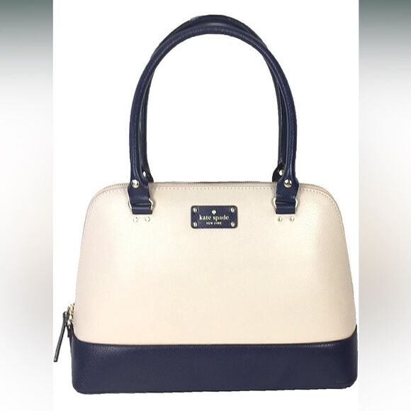 kate spade Handbags - Kate Spade Wellesley Rachelle Two-Tone Leather Satchel, Pebble / French Navy